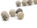 Five grey and brown jasper beads
