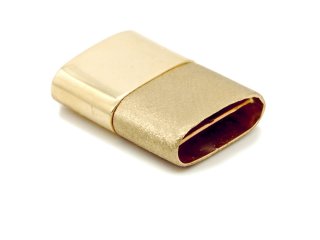 Clasp - 585 gold, rectangular, 16x22 mm, partly brushed /2823