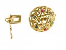 Clasp - 585 gold, round, with sapphire, ruby and emerald...