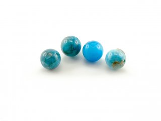 Apatit - Kugel 6 mm blau gemustert, 4 Stk /4441s