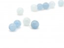 Four pierced, small aquamarine balls
