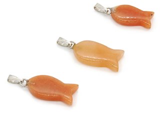 Pendentif - Calcite, forme de poisson, orange  /F003