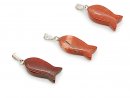 Gemstone pendant in the shape of a fish made of red jasper