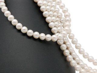 Culture pearl strand, round, 10 mm, white, 38 cm/7589