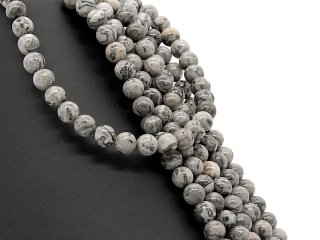 Boules de jaspe de Picasso percées, présentant un effet marbré