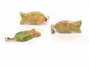 Jasper pendant - fish shape, pink and green, 10x20 mm /F006