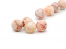 Four red and white jasper beads