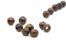 Eight dark brown jasper beads