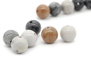Six grey jasper beads