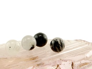 Quartz tourmaline - boules, 8 mm, gris noir, 4 pcs /1951s