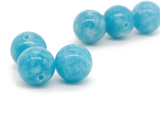 Trois perles bleues en amazonite