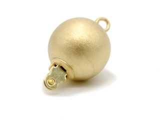 Ball clasp - 585/- gold, frosted, 10 mm /0011