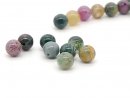 Eight colourful pierced agate beads