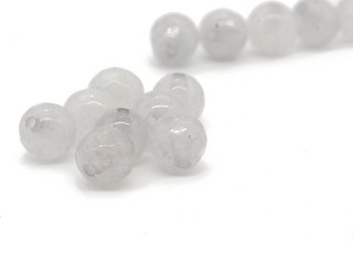 Eight faceted grey agate beads