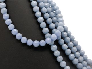Large, pierced, angelite beads in blue