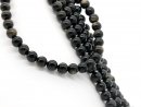 Pierced, velvety shimmering obsidian beads