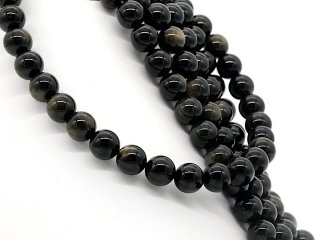 Obsidian Strang - Kugeln 12 mm schwarz, Länge 38 cm /2780