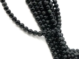 Obsidiane strand - spheres 8.5 mm black, length 39.5 cm /2778