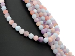 Gemstone strand - spheres 8 mm frosted multicolor, length 38.5 cm /1511