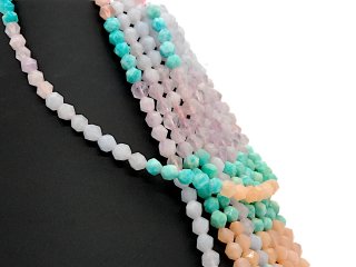 Gemstone strand - roughly faceted 6 mm multicolor, length 38.5 cm /1549