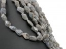 Labradorite strand - faceted, flat 5x16 mm grey, length...
