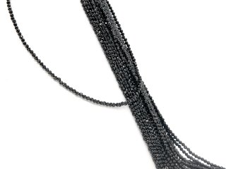 Spinel strand - faceted spheres appr. 3 mm black, length 39 cm /1188