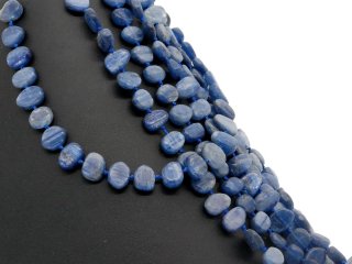 Cyanite strand - oval disks appr. 4x10x12 mm blue, length 38 cm /2790