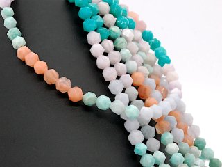 Gemstone strand - roughly faceted 6x8 mm multicolor, length 38 cm /1595