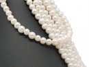 Cordon de perle de culture - baroque 8x9 mm blanc,...