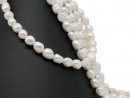 Cordon de perle de culture - baroque 10x14 mm blanc,...
