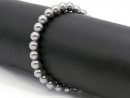 Bracelet - perles de coquillage, 6mm, argent/gris /8618