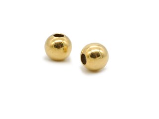 925-/silver spheres - polished, 6 mm, gold colored /2 pcs/pack