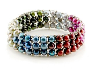 Culture pearl bracelet - width 16 mm, multicolor /R229
