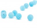 Six blue pierced agate beads