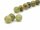 Three green pierced garnet beads