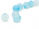 Three pierced light blue agate beads