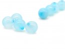 Four blue pierced agate beads