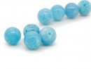 Four blue amazonite beads