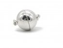 Magnetic clasp - round 14 mm polished, silver coated /3526