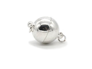 Magnetic clasp - round 12 mm polished, silver coated /3525