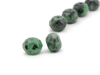 Anyolite - faceted rondelles 7x10 mm green red, 2 pcs /1172s