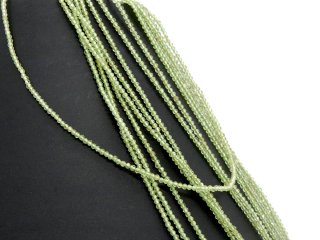 Peridot strand - faceted spheres 2 mm green, length 38 cm /1682