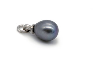 Pendant - oval culture pearl 7x9 mm, violet shimmering grayblue /R240