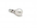 Pendentif - perle de culture ovale, 7x8mm, blanc...