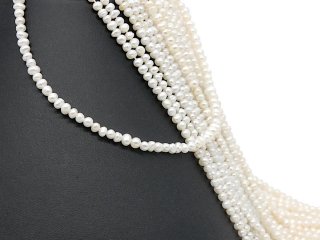 Culture pearl strand - baroque 4x5 mm white, length 37 cm /7453