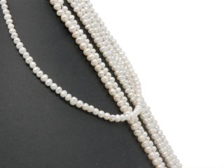 Cordon de perle de culture - baroque 5 mm blanc, longueur 35,5 cm /7265