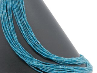 Apatite strand - faceted spheres 2  mm sea blue, length 39 cm /1764