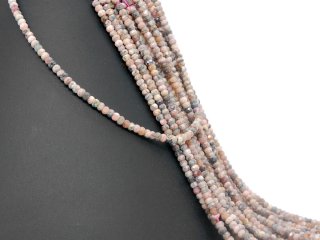Rhodochrosite strand - faceted rondelles 3x4 mm pink gray /1721