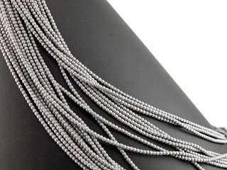 Hematite strand - spheres 2 mm frosted silver, length 40.5 cm /3914