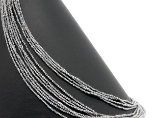 Hematite strand - faceted spheres 2 mm silver grey, length 37 cm /3917